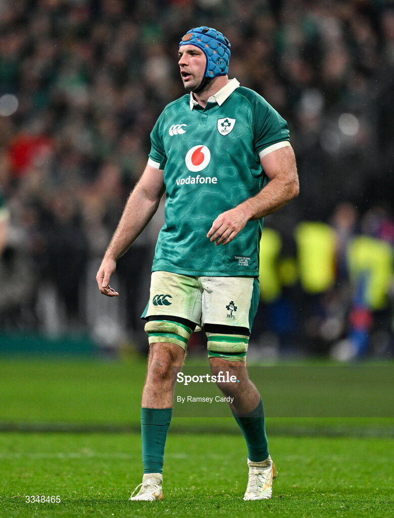 5 February 2026; Tadhg Beirne of Ireland during the Guinness 6 Nations Rugby Championship match between France and Ireland at Stade de France in Paris, France. Photo by Ramsey Cardy/Sportsfile