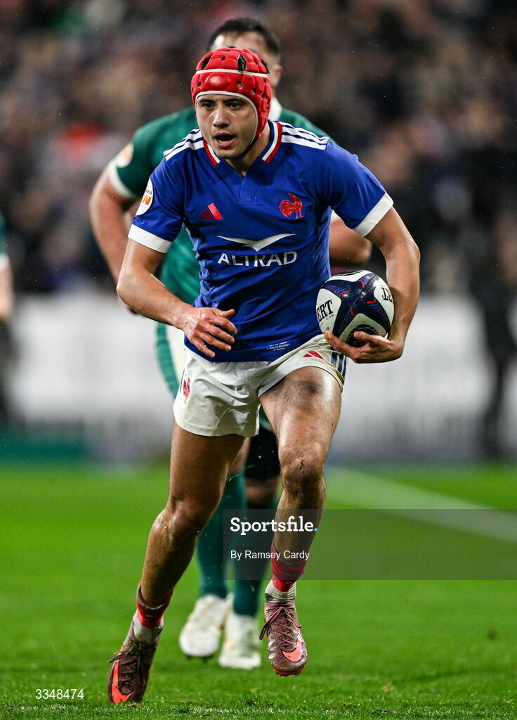 5 February 2026; Louis Bielle-Biarrey of France during the Guinness 6 Nations Rugby Championship match between France and Ireland at Stade de France in Paris, France. Photo by Ramsey Cardy/Sportsfile