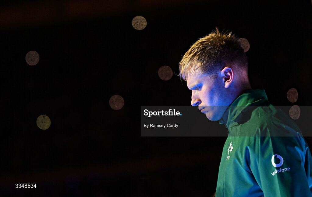 5 February 2026; Jamie Osborne of Ireland before the Guinness 6 Nations Rugby Championship match between France and Ireland at Stade de France in Paris, France. Photo by Ramsey Cardy/Sportsfile