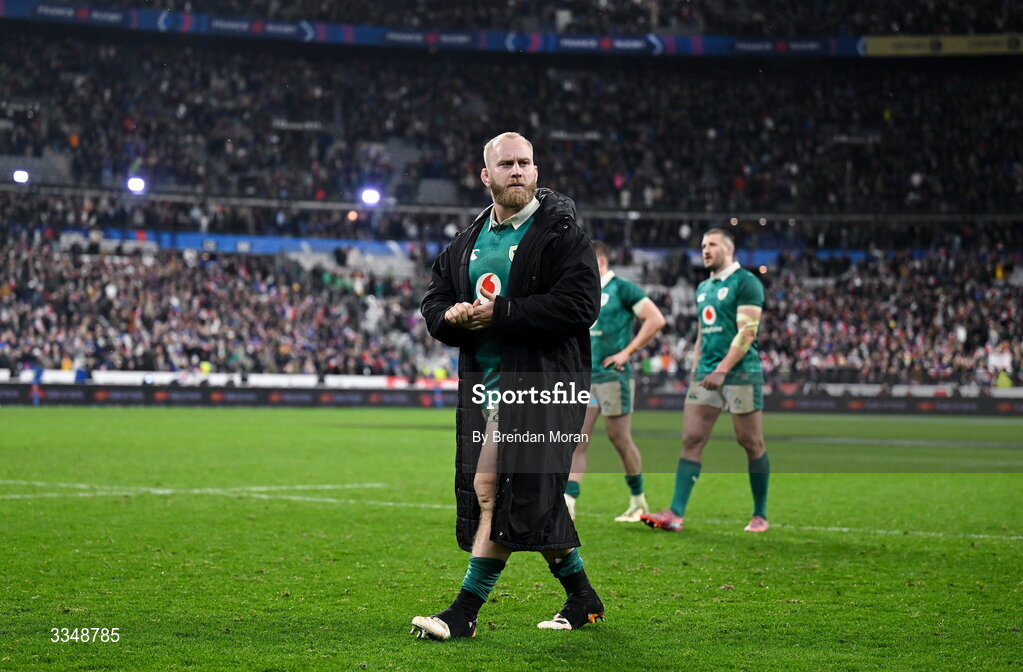 5 February 2026; Jeremy Loughman of Ireland after the Guinness 6 Nations Rugby Championship match between France and Ireland at Stade de France in Paris, France. Photo by Brendan Moran/Sportsfile