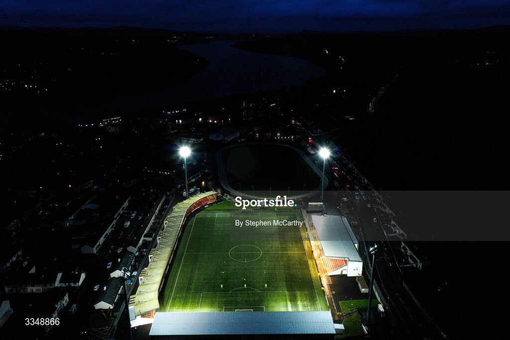 6 February 2026; A general view of The Ryan McBride Brandywell Stadium before the SSE Airtricity Men's Premier Division match between Derry City and Sligo Rovers at The Ryan McBride Brandywell Stadium in Derry. Photo by Stephen McCarthy/Sportsfile