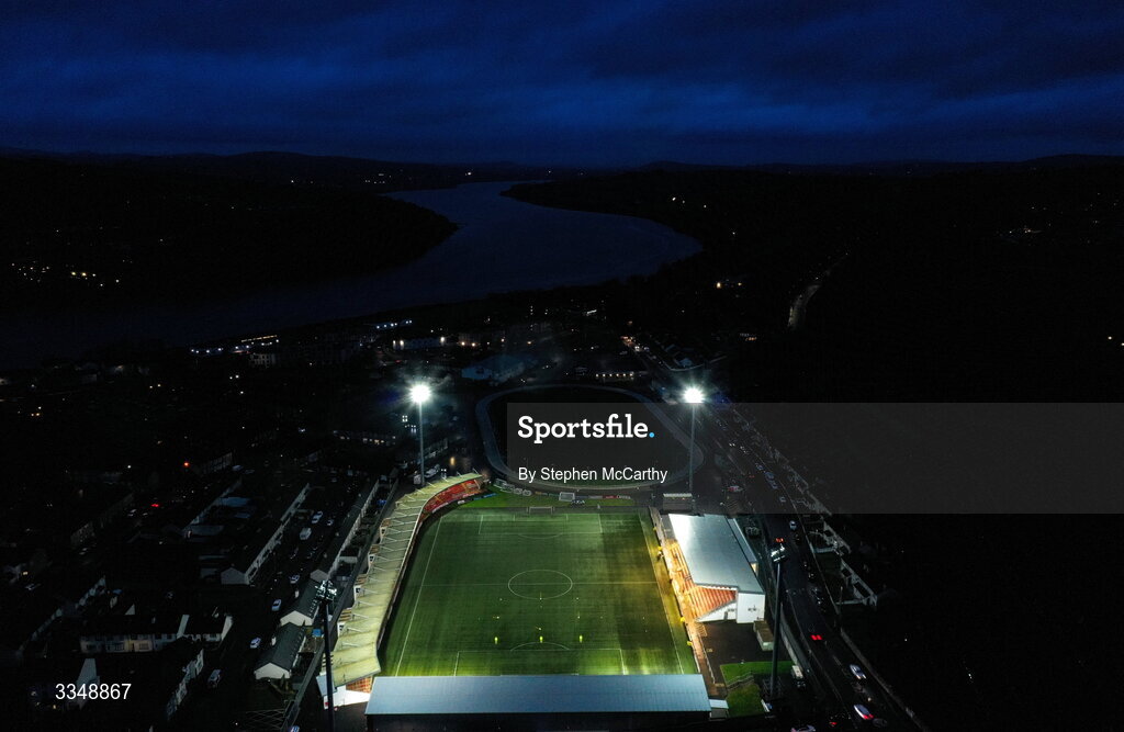 6 February 2026; A general view of The Ryan McBride Brandywell Stadium before the SSE Airtricity Men's Premier Division match between Derry City and Sligo Rovers at The Ryan McBride Brandywell Stadium in Derry. Photo by Stephen McCarthy/Sportsfile