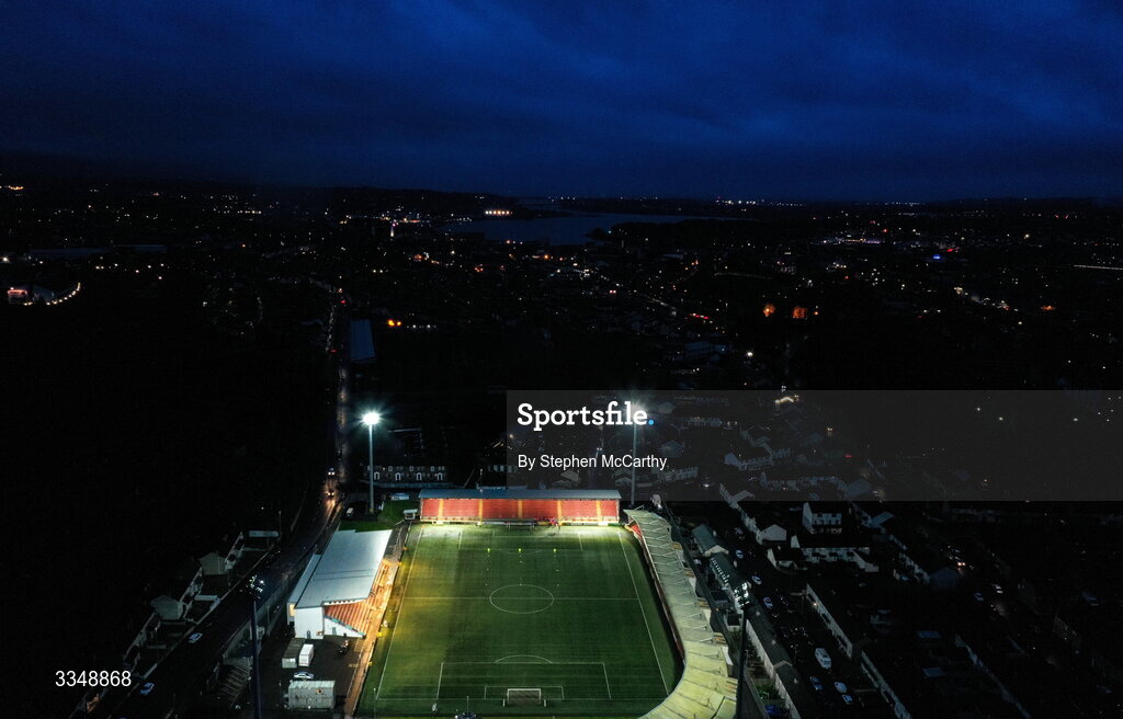 6 February 2026; A general view of The Ryan McBride Brandywell Stadium before the SSE Airtricity Men's Premier Division match between Derry City and Sligo Rovers at The Ryan McBride Brandywell Stadium in Derry. Photo by Stephen McCarthy/Sportsfile