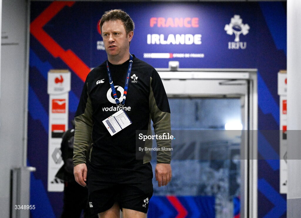 5 February 2026; Ireland kit and logistics co-ordinator John Moran arrives before the Guinness 6 Nations Rugby Championship match between France and Ireland at Stade de France in Paris, France. Photo by Brendan Moran/Sportsfile