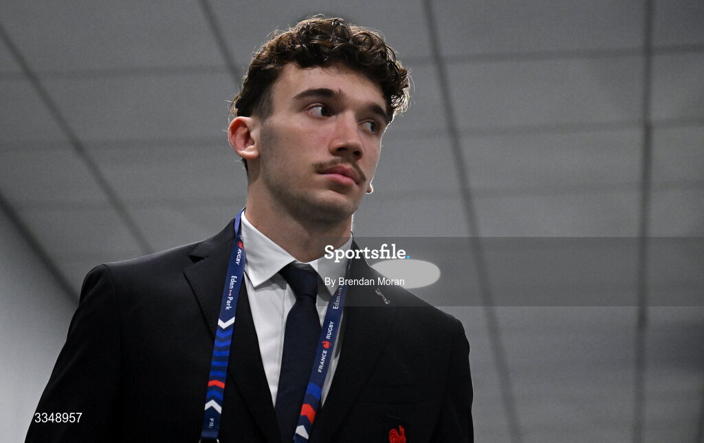 5 February 2026; Fabien Brau-Boirie of France arrives before the Guinness 6 Nations Rugby Championship match between France and Ireland at Stade de France in Paris, France. Photo by Brendan Moran/Sportsfile