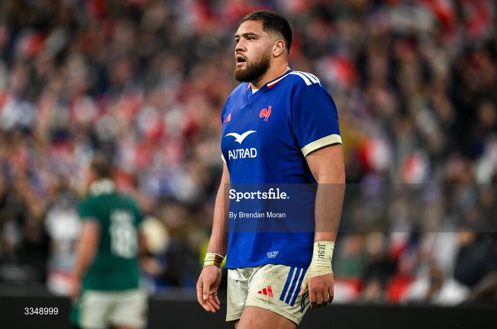 5 February 2026; Emmanuel Meafou of France during the Guinness 6 Nations Rugby Championship match between France and Ireland at Stade de France in Paris, France. Photo by Brendan Moran/Sportsfile