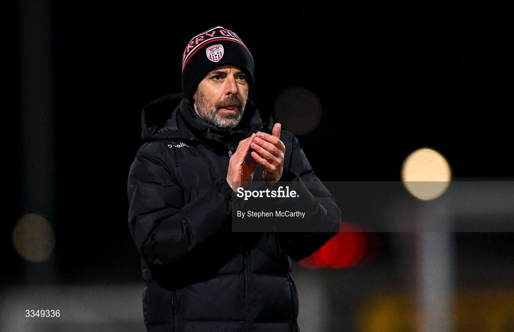 6 February 2026; Derry City manager Tiernan Lynch after his side's victory in the SSE Airtricity Men's Premier Division match between Derry City and Sligo Rovers at The Ryan McBride Brandywell Stadium in Derry. Photo by Stephen McCarthy/Sportsfile