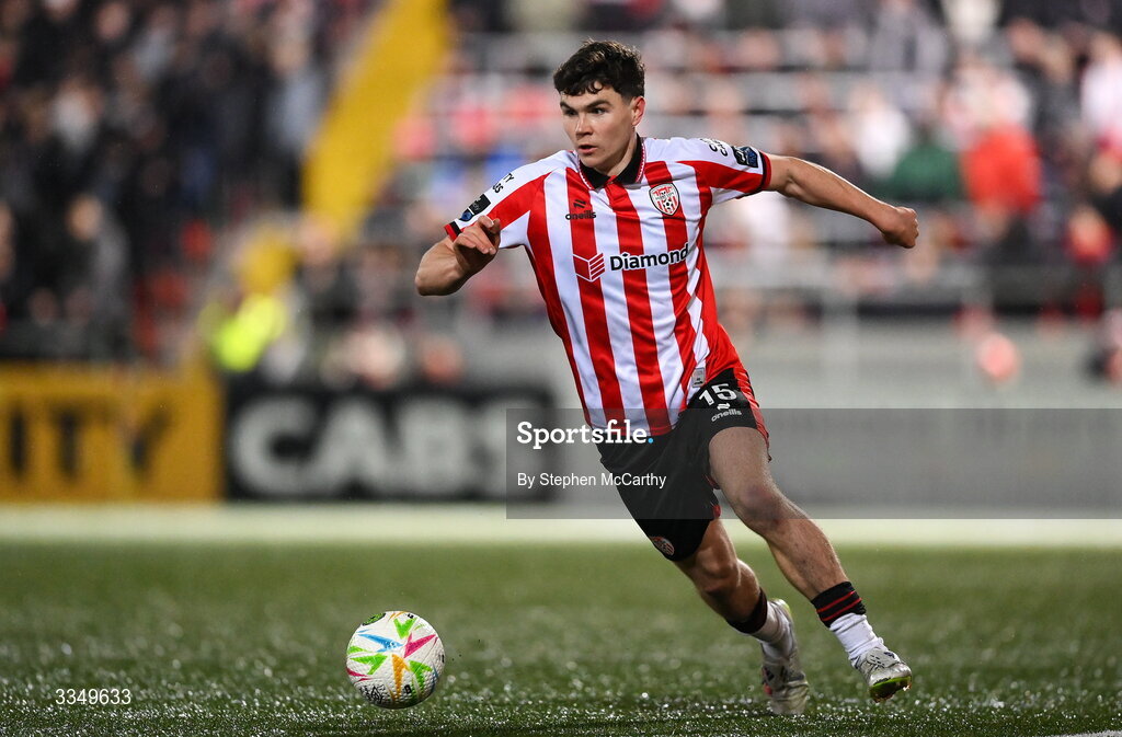6 February 2026; James Clarke of Derry City during the SSE Airtricity Men's Premier Division match between Derry City and Sligo Rovers at The Ryan McBride Brandywell Stadium in Derry. Photo by Stephen McCarthy/Sportsfile