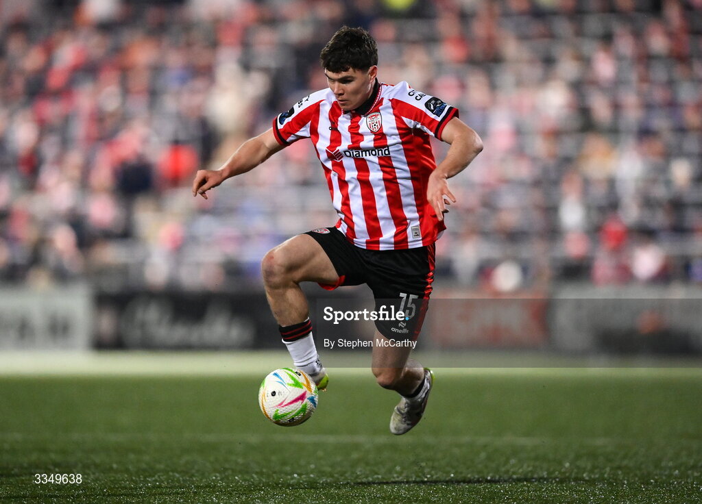 6 February 2026; James Clarke of Derry City during the SSE Airtricity Men's Premier Division match between Derry City and Sligo Rovers at The Ryan McBride Brandywell Stadium in Derry. Photo by Stephen McCarthy/Sportsfile