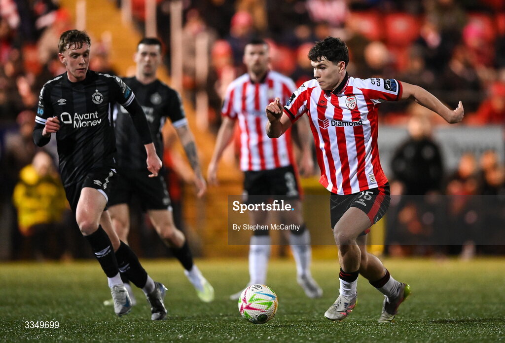 6 February 2026; James Clarke of Derry City during the SSE Airtricity Men's Premier Division match between Derry City and Sligo Rovers at The Ryan McBride Brandywell Stadium in Derry. Photo by Stephen McCarthy/Sportsfile