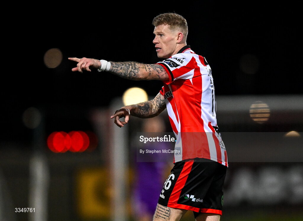 6 February 2026; James McClean of Derry City during the SSE Airtricity Men's Premier Division match between Derry City and Sligo Rovers at The Ryan McBride Brandywell Stadium in Derry. Photo by Stephen McCarthy/Sportsfile