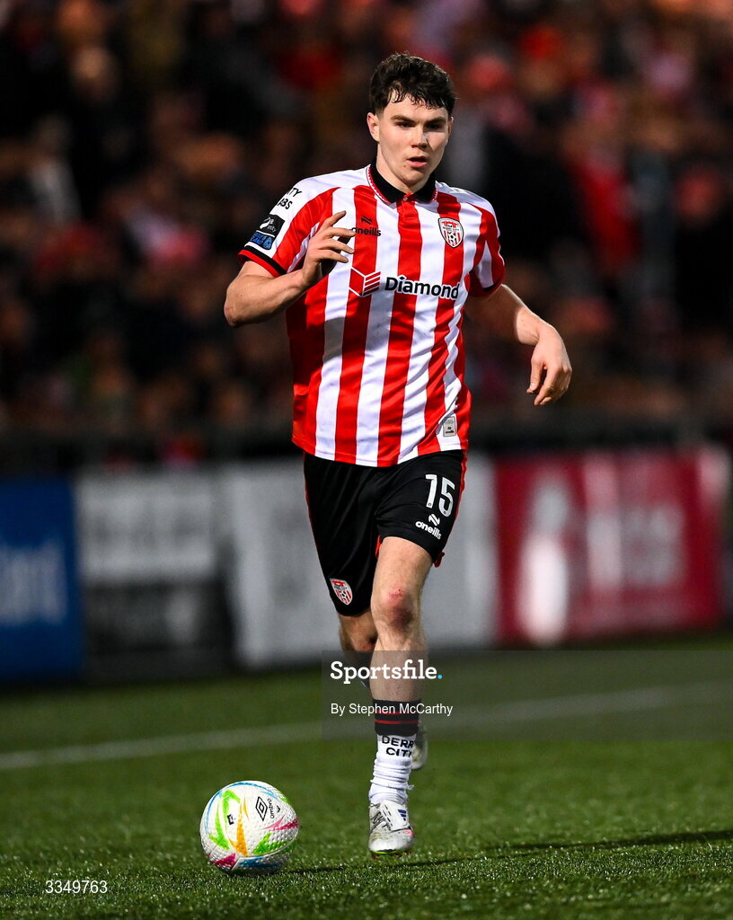 6 February 2026; James Clarke of Derry City during the SSE Airtricity Men's Premier Division match between Derry City and Sligo Rovers at The Ryan McBride Brandywell Stadium in Derry. Photo by Stephen McCarthy/Sportsfile