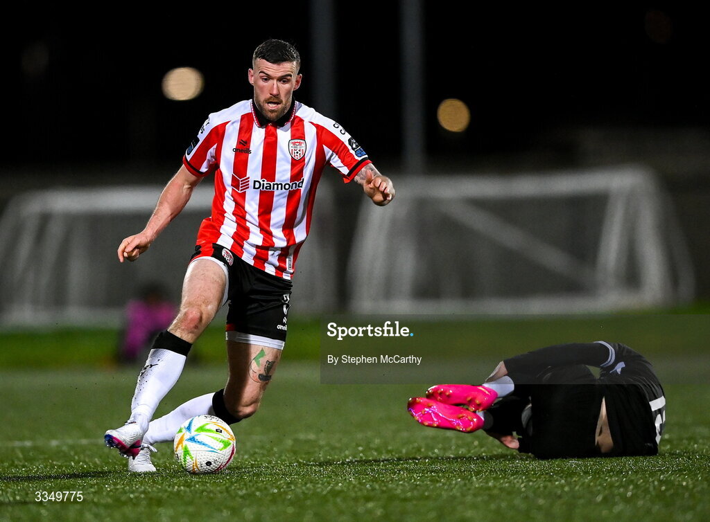 6 February 2026; Patrick McClean of Derry City during the SSE Airtricity Men's Premier Division match between Derry City and Sligo Rovers at The Ryan McBride Brandywell Stadium in Derry. Photo by Stephen McCarthy/Sportsfile