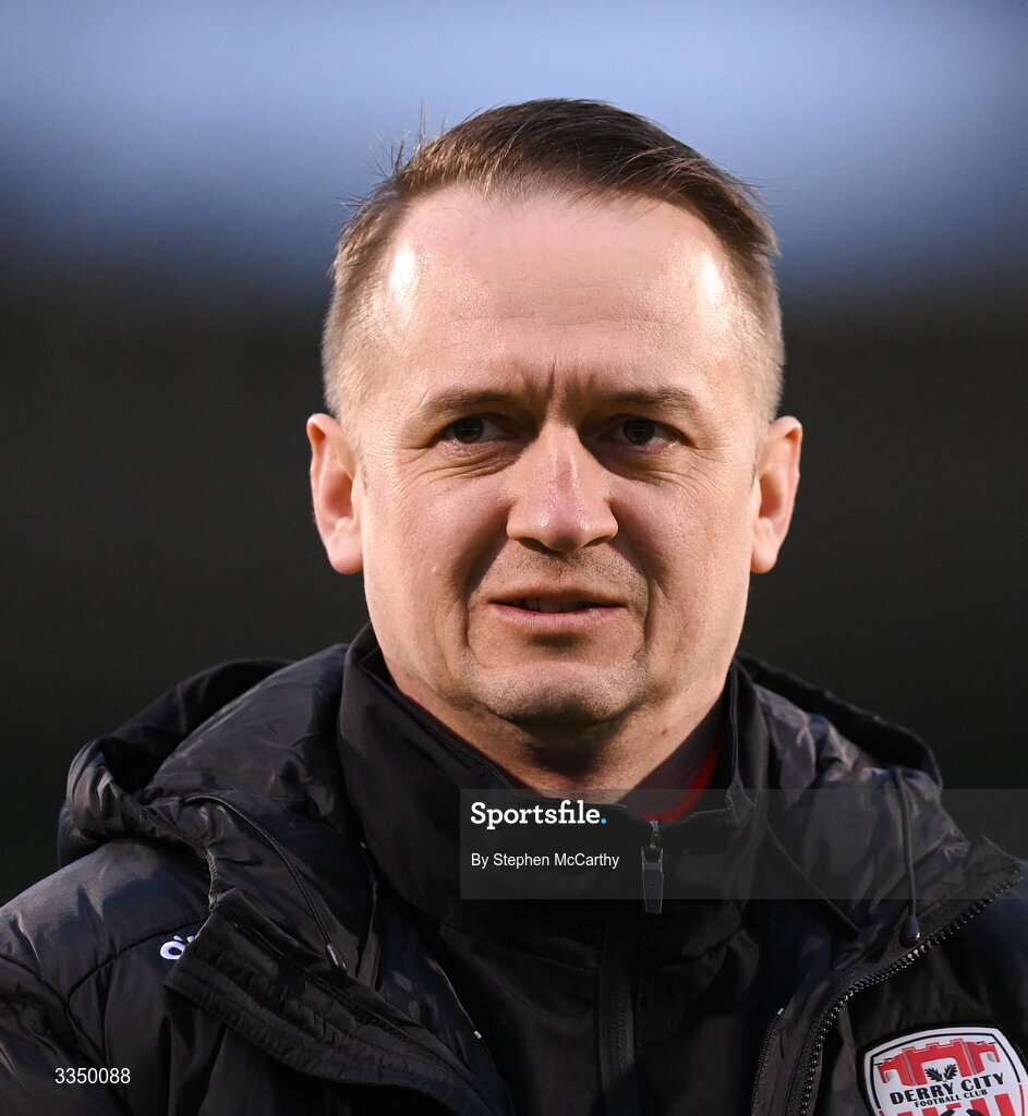 31 January 2026; Derry City kitman Kieran Doyle before the 2026 Men's President's Cup final match between Shamrock Rovers and Derry City at Tallaght Stadium in Dublin. Photo by Stephen McCarthy/Sportsfile