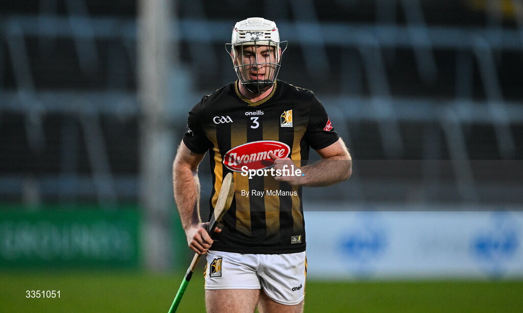 8 February 2026; Kilkenny full-back Mikey Carey leaves the field after being shown a black card during the Allianz Hurling League Division 1A match between Limerick and Kilkenny at TUS Gaelic Grounds in Limerick. Photo by Ray McManus/Sportsfile