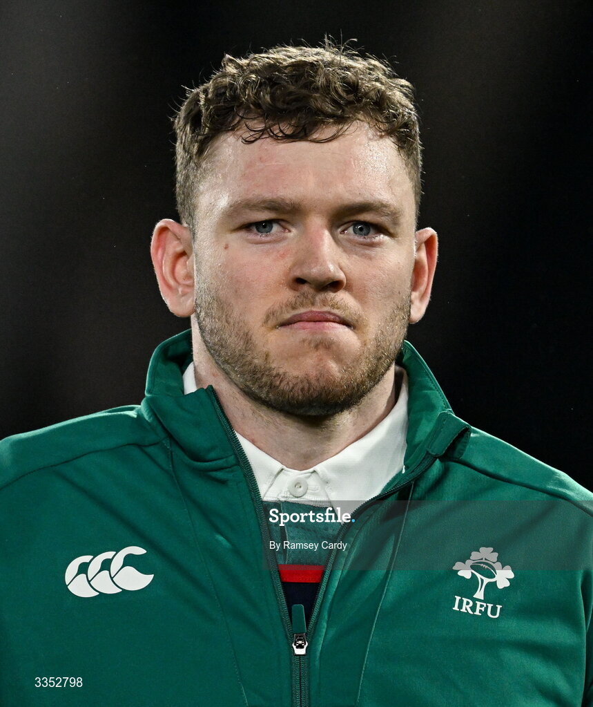 6 February 2026; Cathal Forde of Ireland XV before the representative fixture rugby union match between Ireland XV and England A at Thomond Park in Limerick. Photo by Ramsey Cardy/Sportsfile