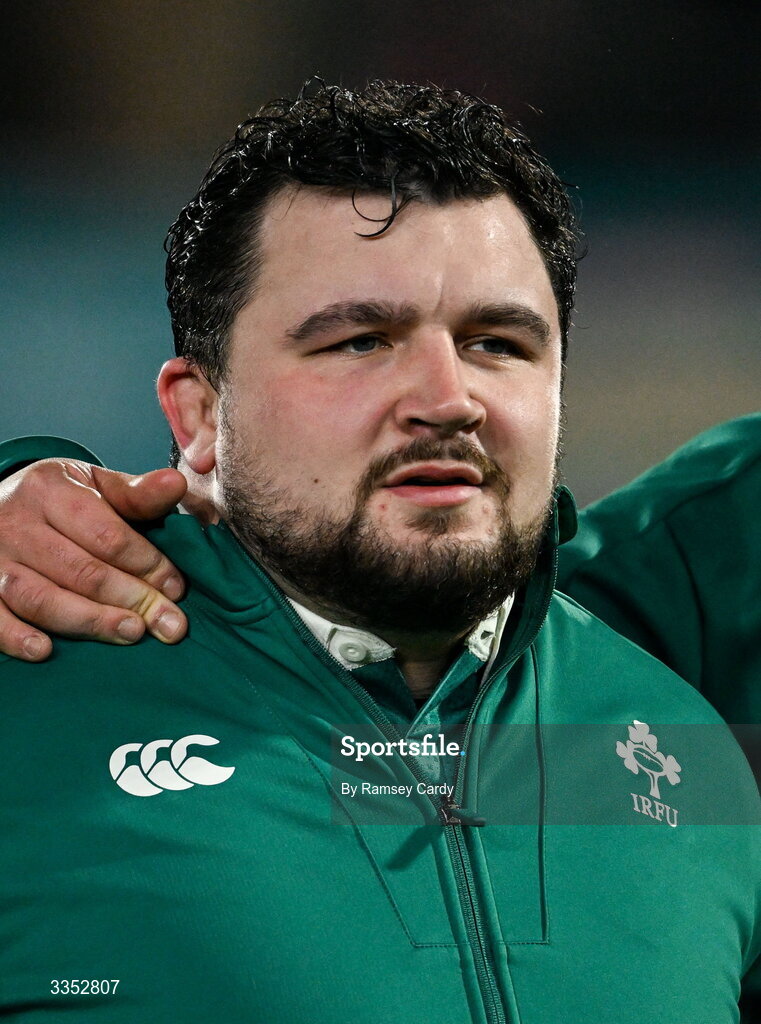 6 February 2026; Sam Crean of Ireland XV before the representative fixture rugby union match between Ireland XV and England A at Thomond Park in Limerick. Photo by Ramsey Cardy/Sportsfile