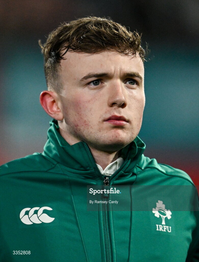 6 February 2026; Jack Murphy of of Ireland XV before the representative fixture rugby union match between Ireland XV and England A at Thomond Park in Limerick. Photo by Ramsey Cardy/Sportsfile