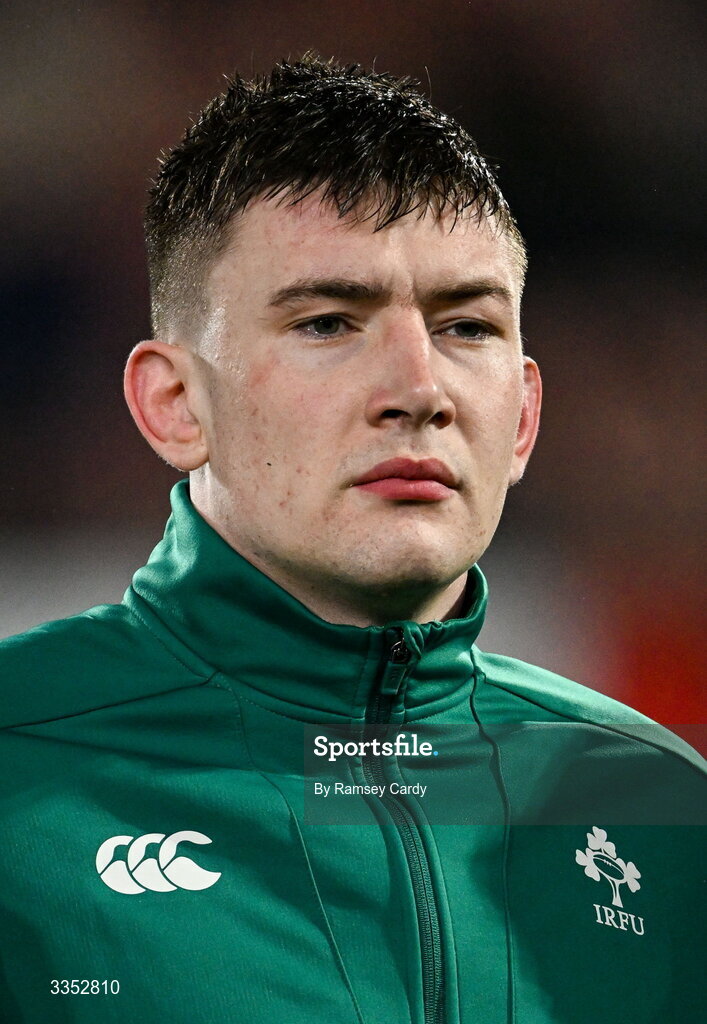 6 February 2026; Harry Sheridan of Ireland XV before the representative fixture rugby union match between Ireland XV and England A at Thomond Park in Limerick. Photo by Ramsey Cardy/Sportsfile