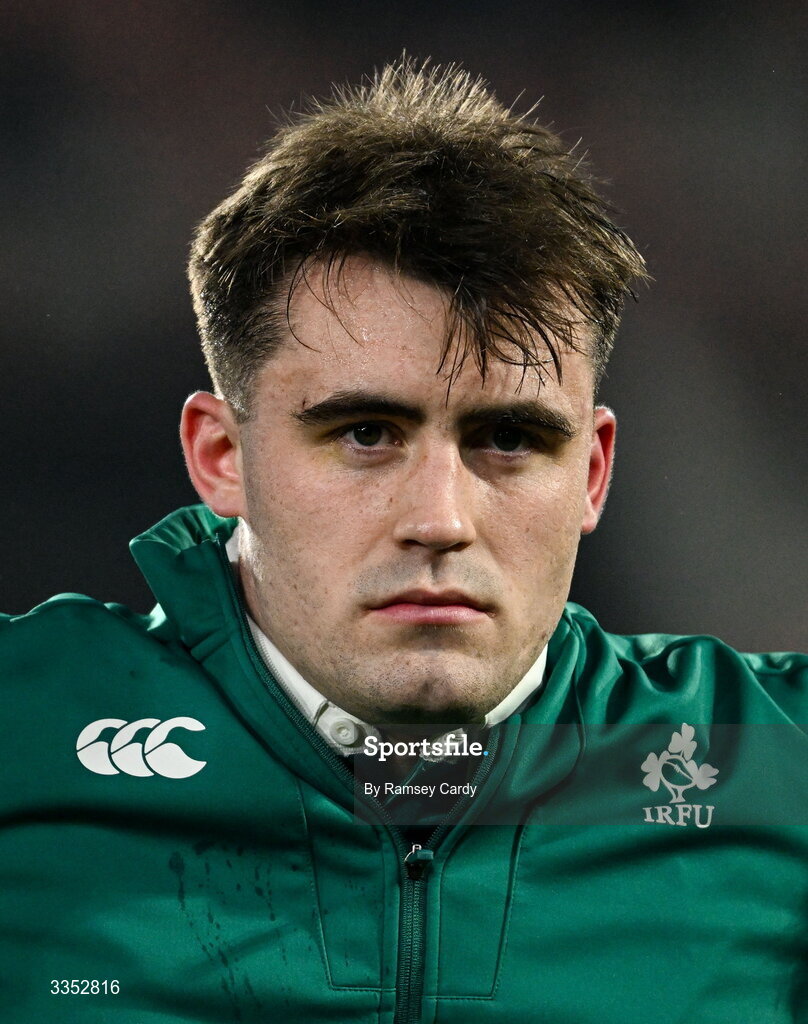 6 February 2026; Brian Gleeson of Ireland XV before the representative fixture rugby union match between Ireland XV and England A at Thomond Park in Limerick. Photo by Ramsey Cardy/Sportsfile
