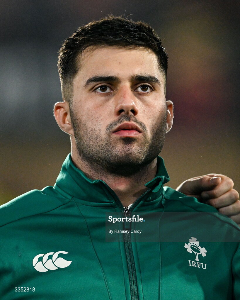 6 February 2026; Dan Kelly of Ireland XV before the representative fixture rugby union match between Ireland XV and England A at Thomond Park in Limerick. Photo by Ramsey Cardy/Sportsfile