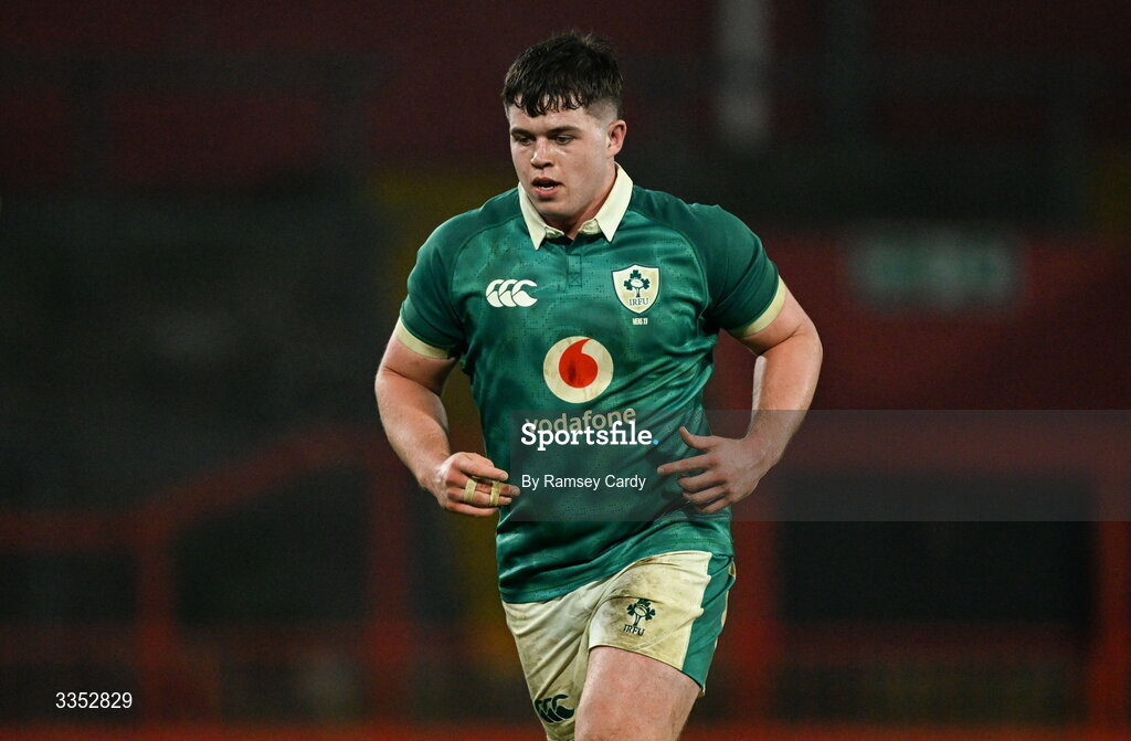 6 February 2026; Billy Bohan of Ireland XV during the representative fixture rugby union match between Ireland XV and England A at Thomond Park in Limerick. Photo by Ramsey Cardy/Sportsfile