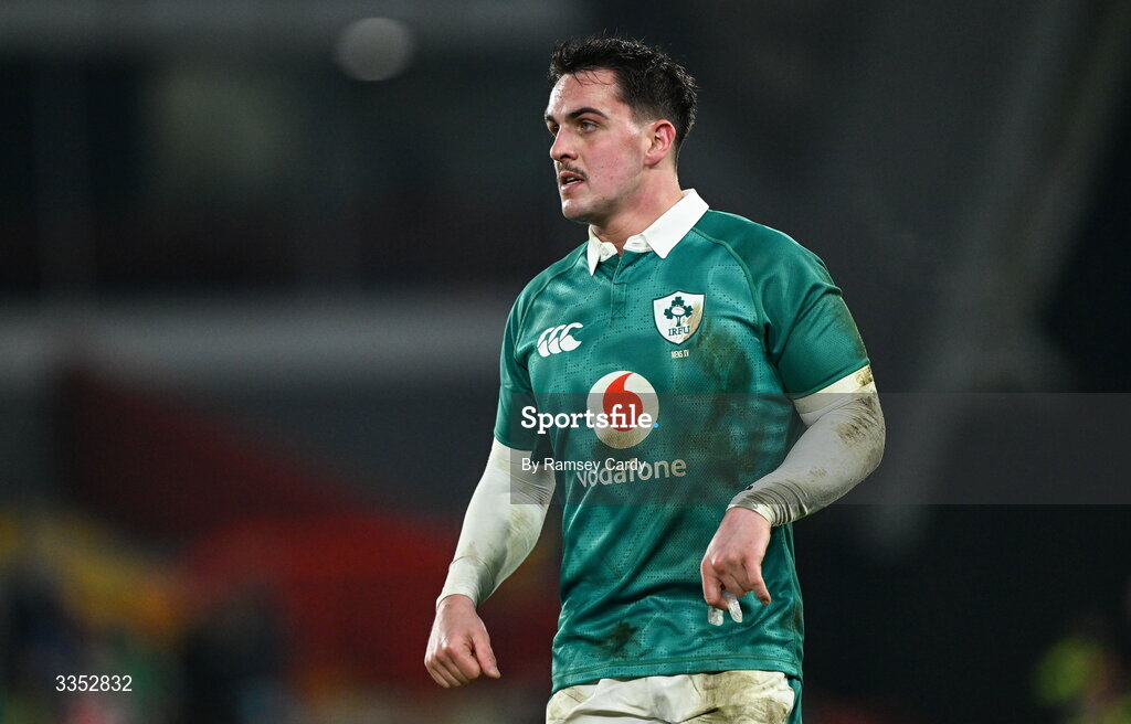 6 February 2026; James Hume of Ireland XV during the representative fixture rugby union match between Ireland XV and England A at Thomond Park in Limerick. Photo by Ramsey Cardy/Sportsfile