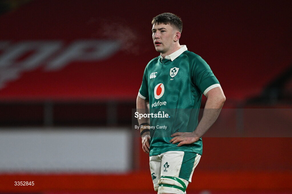 6 February 2026; Harry Sheridan of Ireland XV during the representative fixture rugby union match between Ireland XV and England A at Thomond Park in Limerick. Photo by Ramsey Cardy/Sportsfile