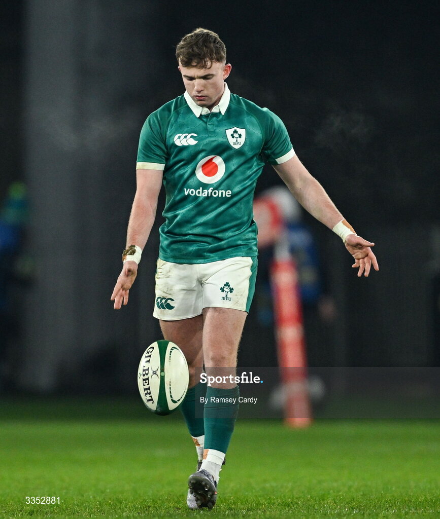 6 February 2026; Jack Murphy of of Ireland XV during the representative fixture rugby union match between Ireland XV and England A at Thomond Park in Limerick. Photo by Ramsey Cardy/Sportsfile