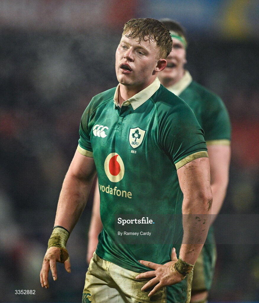6 February 2026; Bryn Ward of Ireland XV during the representative fixture rugby union match between Ireland XV and England A at Thomond Park in Limerick. Photo by Ramsey Cardy/Sportsfile