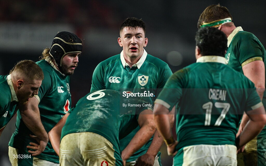 6 February 2026; Harry Sheridan of Ireland XV during the representative fixture rugby union match between Ireland XV and England A at Thomond Park in Limerick. Photo by Ramsey Cardy/Sportsfile