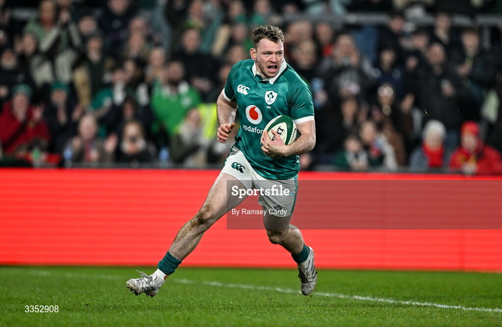 6 February 2026; Cathal Forde of Ireland XV during the representative fixture rugby union match between Ireland XV and England A at Thomond Park in Limerick. Photo by Ramsey Cardy/Sportsfile