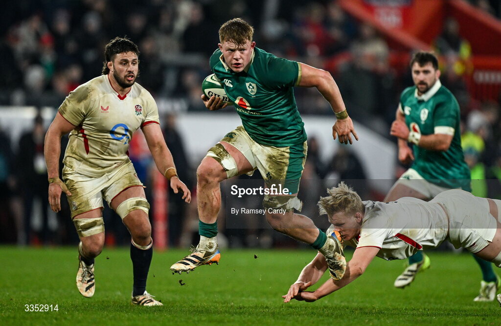 6 February 2026; Bryn Ward of Ireland XV during the representative fixture rugby union match between Ireland XV and England A at Thomond Park in Limerick. Photo by Ramsey Cardy/Sportsfile