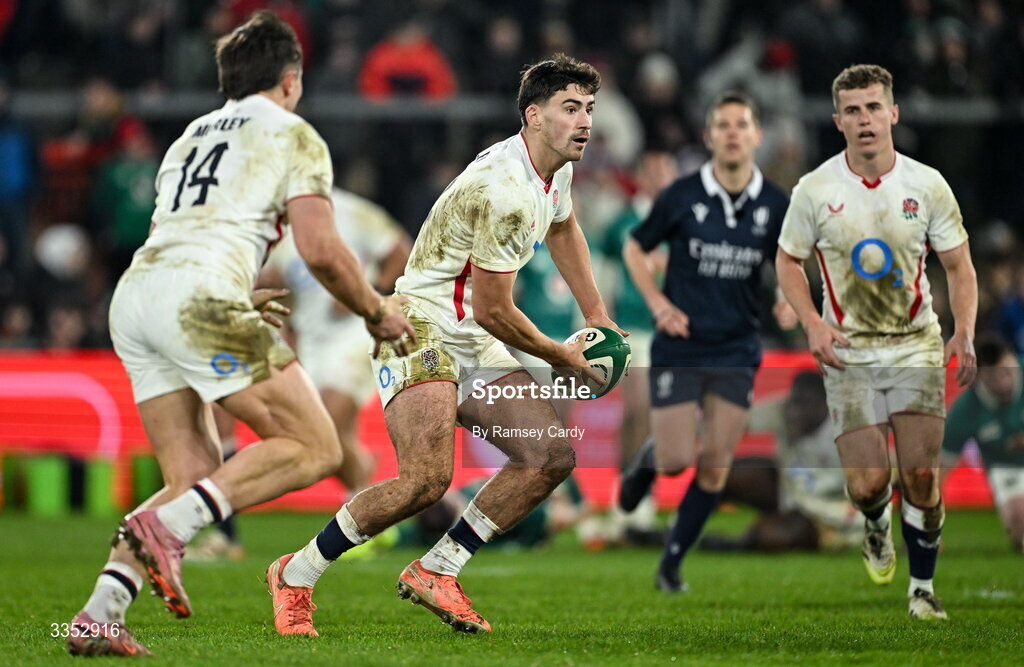 6 February 2026; Orlando Bailey of England A during the representative fixture rugby union match between Ireland XV and England A at Thomond Park in Limerick. Photo by Ramsey Cardy/Sportsfile