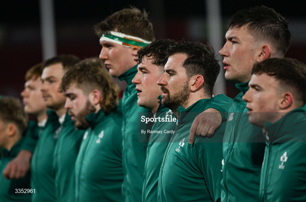 6 February 2026; Diarmuid Barron of Ireland XV before the representative fixture rugby union match between Ireland XV and England A at Thomond Park in Limerick. Photo by Ramsey Cardy/Sportsfile