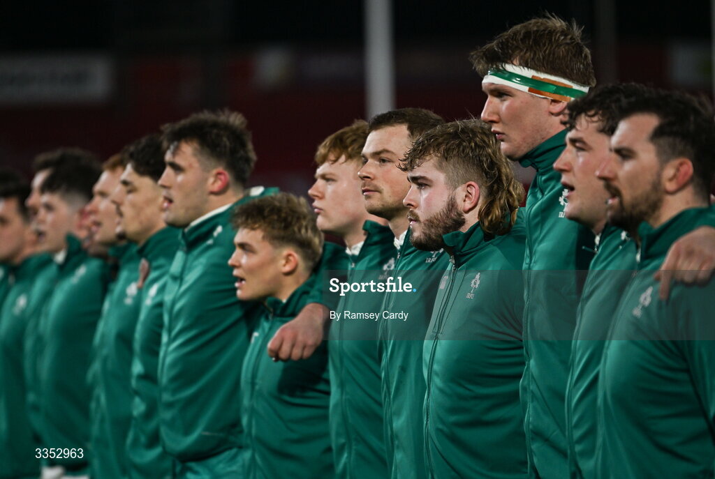 6 February 2026; Scott Wilson of Ireland XV before the representative fixture rugby union match between Ireland XV and England A at Thomond Park in Limerick. Photo by Ramsey Cardy/Sportsfile