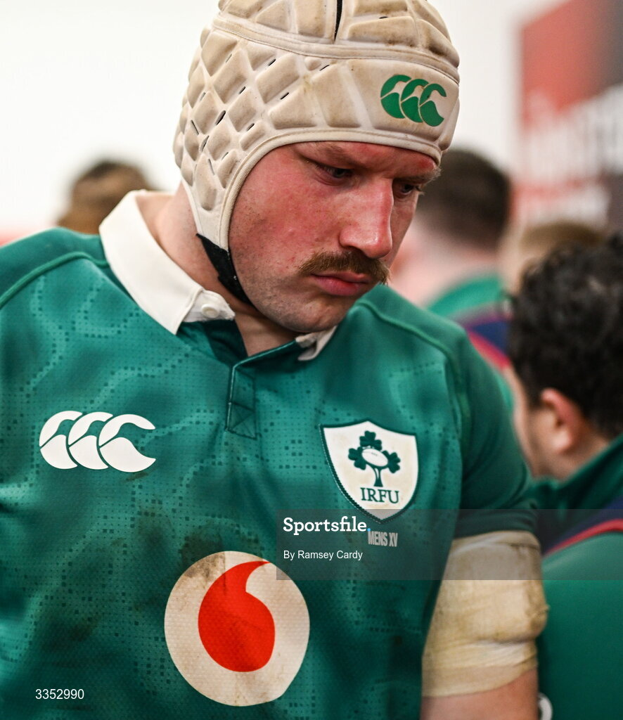 6 February 2026; Fineen Wycherley of Ireland XV during the representative fixture rugby union match between Ireland XV and England A at Thomond Park in Limerick. Photo by Ramsey Cardy/Sportsfile