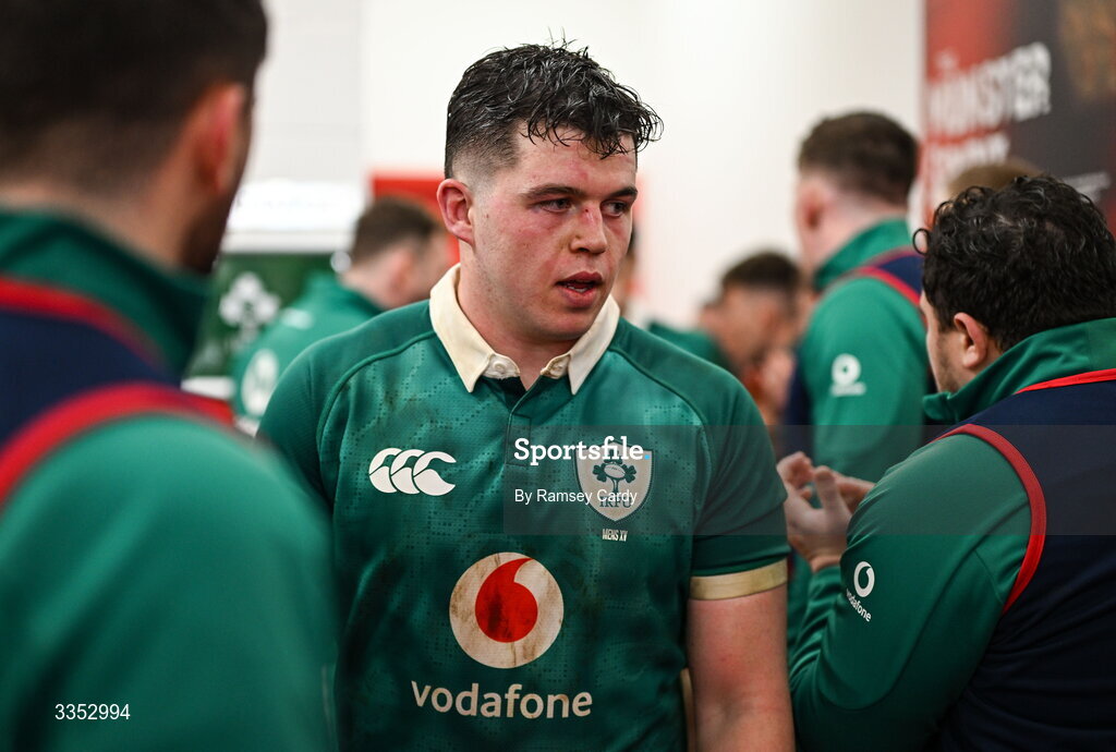 6 February 2026; Billy Bohan of Ireland XV during the representative fixture rugby union match between Ireland XV and England A at Thomond Park in Limerick. Photo by Ramsey Cardy/Sportsfile