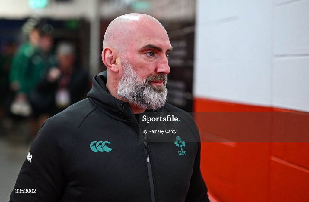 6 February 2026; Ireland XV forwards coach John Muldoon before the representative fixture rugby union match between Ireland XV and England A at Thomond Park in Limerick. Photo by Ramsey Cardy/Sportsfile