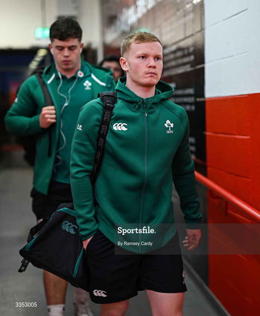 6 February 2026; Ethan Coughlan of Ireland XV before the representative fixture rugby union match between Ireland XV and England A at Thomond Park in Limerick. Photo by Ramsey Cardy/Sportsfile