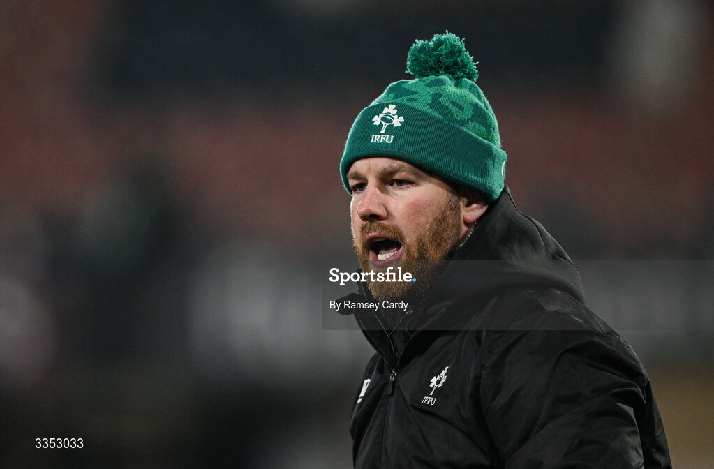 6 February 2026; Ireland XV defence coach Sean O’Brien before the representative fixture rugby union match between Ireland XV and England A at Thomond Park in Limerick. Photo by Ramsey Cardy/Sportsfile