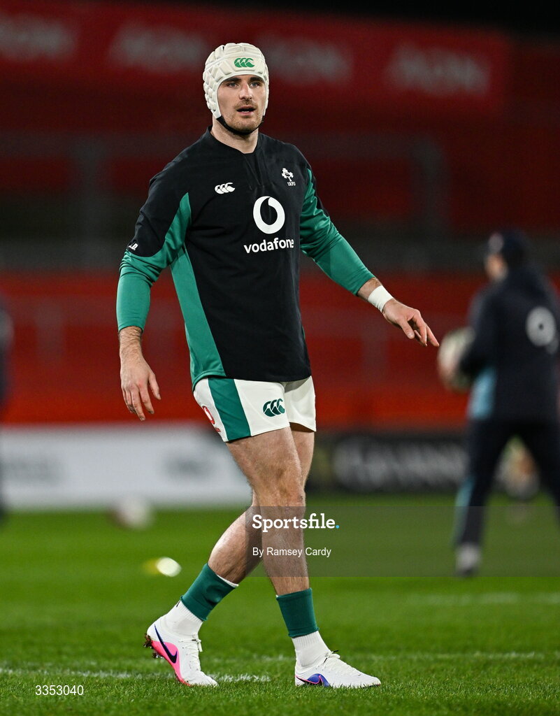 6 February 2026; Shane Daly of Ireland XV before the representative fixture rugby union match between Ireland XV and England A at Thomond Park in Limerick. Photo by Ramsey Cardy/Sportsfile