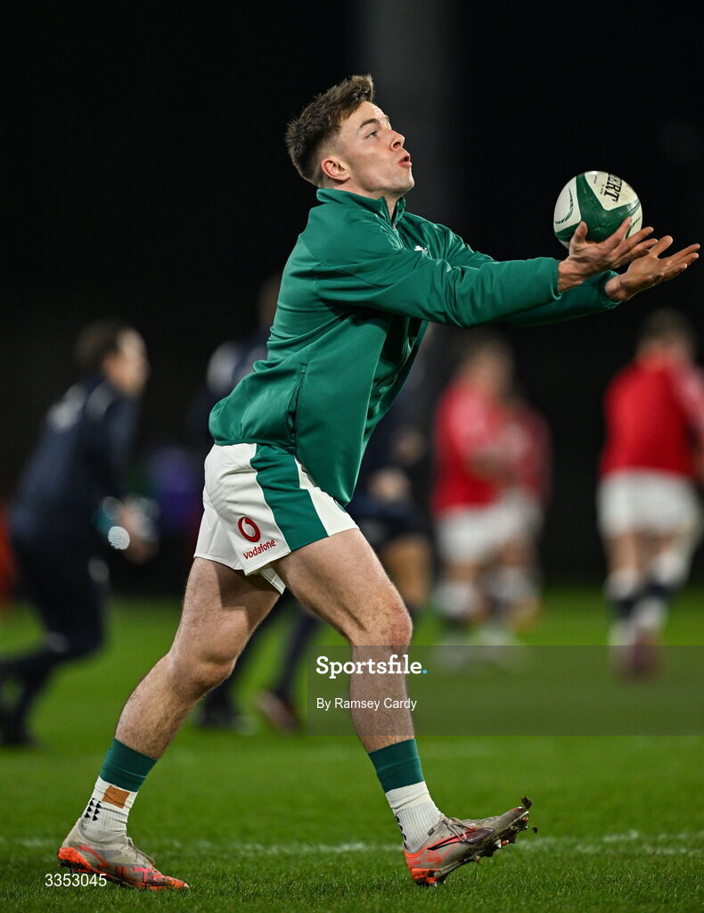 6 February 2026; Matthew Devine of Ireland XV before the representative fixture rugby union match between Ireland XV and England A at Thomond Park in Limerick. Photo by Ramsey Cardy/Sportsfile