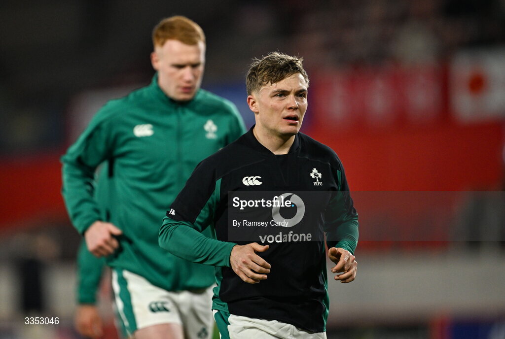 6 February 2026; Fintan Gunne of Ireland XV before the representative fixture rugby union match between Ireland XV and England A at Thomond Park in Limerick. Photo by Ramsey Cardy/Sportsfile