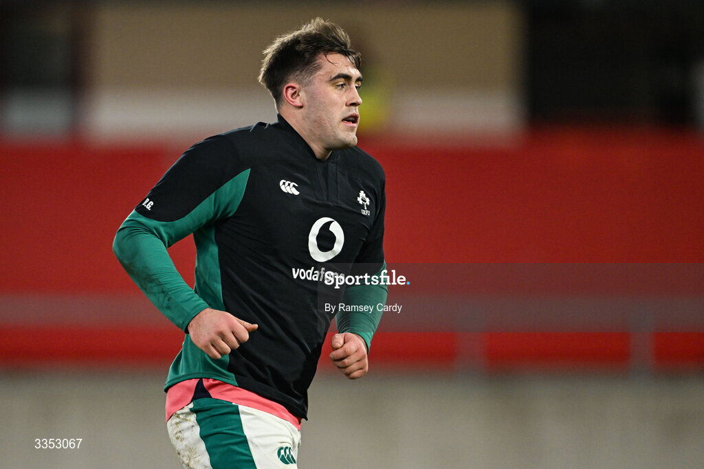 6 February 2026; Brian Gleeson of Ireland XV before the representative fixture rugby union match between Ireland XV and England A at Thomond Park in Limerick. Photo by Ramsey Cardy/Sportsfile