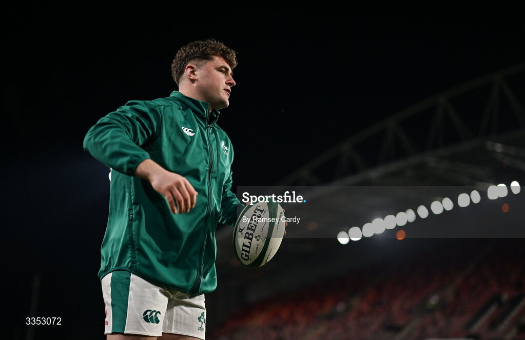 6 February 2026; Gus McCarthy of Ireland XV before the representative fixture rugby union match between Ireland XV and England A at Thomond Park in Limerick. Photo by Ramsey Cardy/Sportsfile