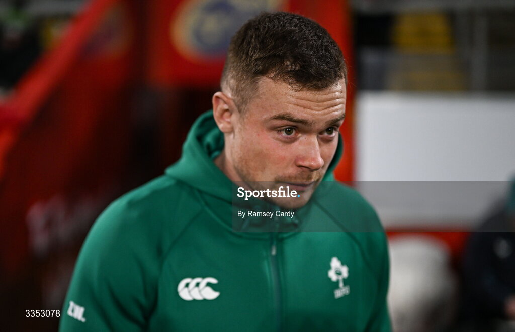 6 February 2026; Zac Ward of Ireland XV before the representative fixture rugby union match between Ireland XV and England A at Thomond Park in Limerick. Photo by Ramsey Cardy/Sportsfile