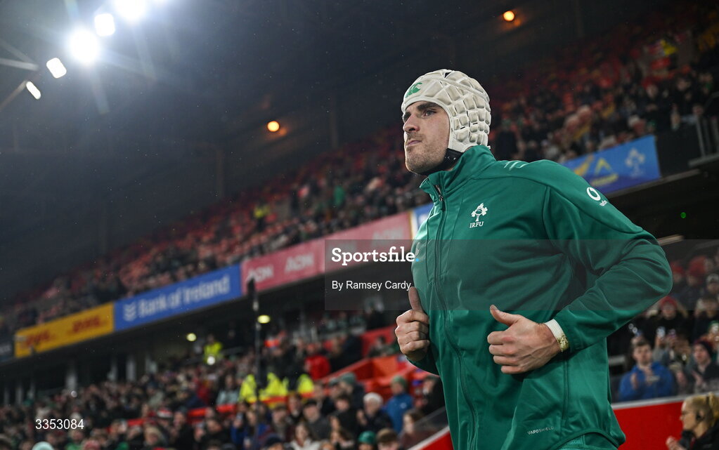 6 February 2026; Shane Daly of Ireland XV before the representative fixture rugby union match between Ireland XV and England A at Thomond Park in Limerick. Photo by Ramsey Cardy/Sportsfile