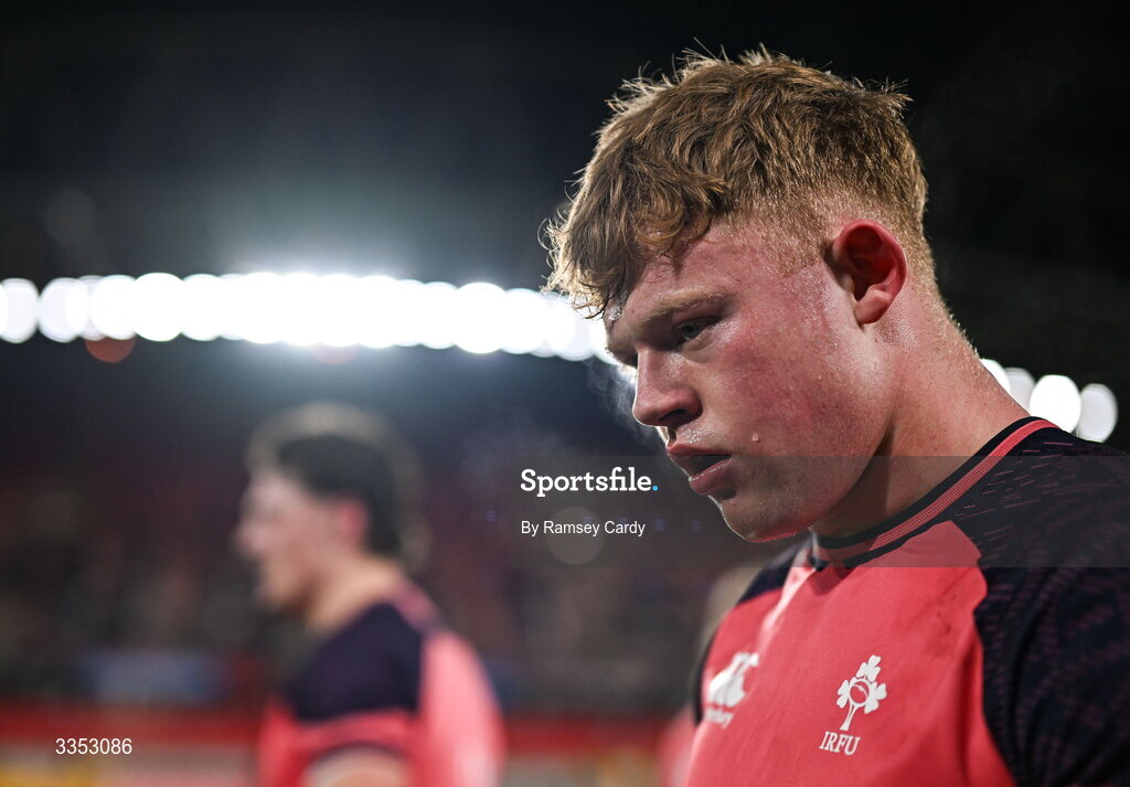 6 February 2026; Bryn Ward of Ireland XV before the representative fixture rugby union match between Ireland XV and England A at Thomond Park in Limerick. Photo by Ramsey Cardy/Sportsfile
