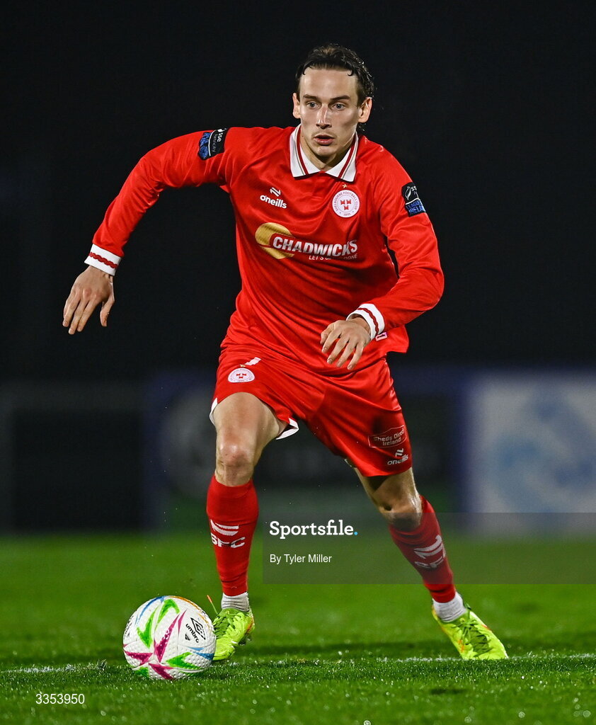 6 February 2026; Harry Wood of Shelbourne during the SSE Airtricity Men's Premier Division match between Waterford and Shelbourne at the Regional Sports Centre in Waterford. Photo by Tyler Miller/Sportsfile